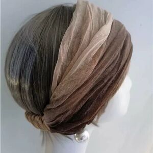 Elegant Brown and Cream soft cotton Hair Wrap headband